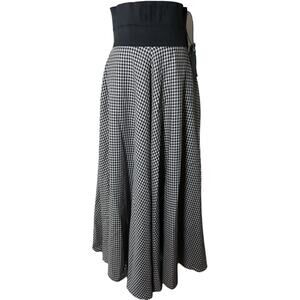 GIANFRANCO FERRE GFF Black White Gingham Maxi Skirt Logo Waistband Size 8